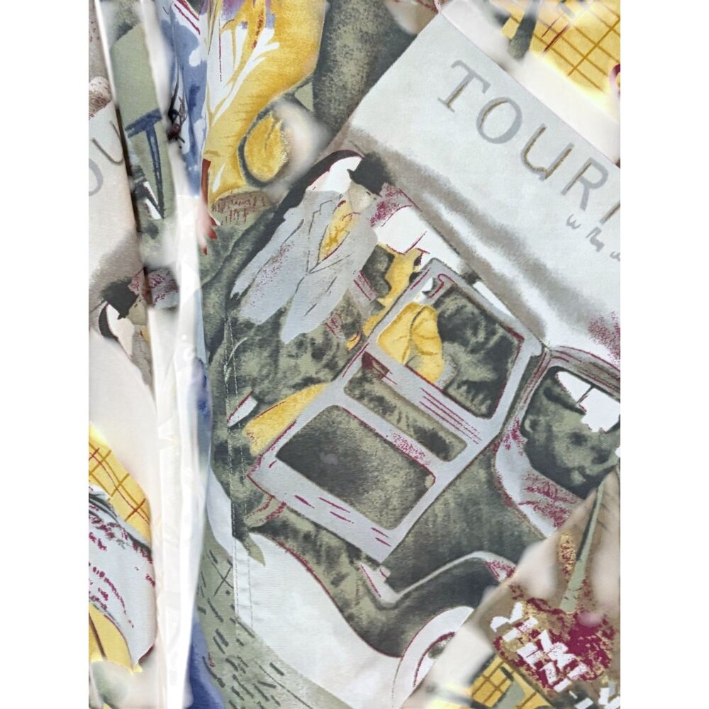 Y2K Kate Hill Blouse 3X Travel Trains Planes 1920s Graphic Lagenlook 100% Silk - Picture 6 of 10